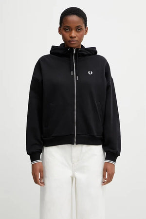 Sudadera Fred Perry de algodón con cremallera para mujer