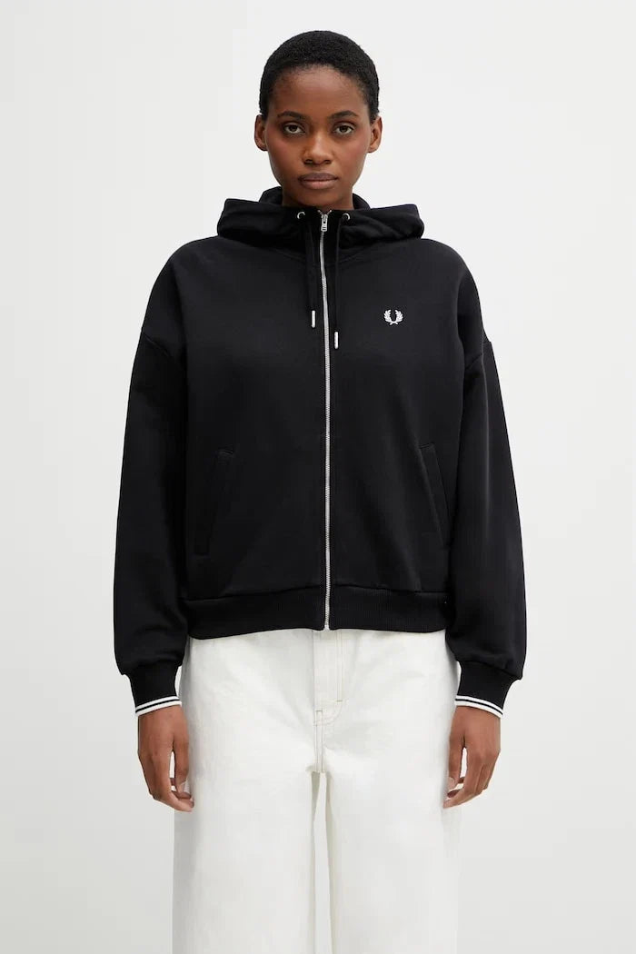 Sudadera Fred Perry de algodón con cremallera para mujer