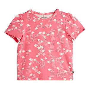 Mini Rodini - Camiseta de Algodón Orgánico con Estrellas | Rosa