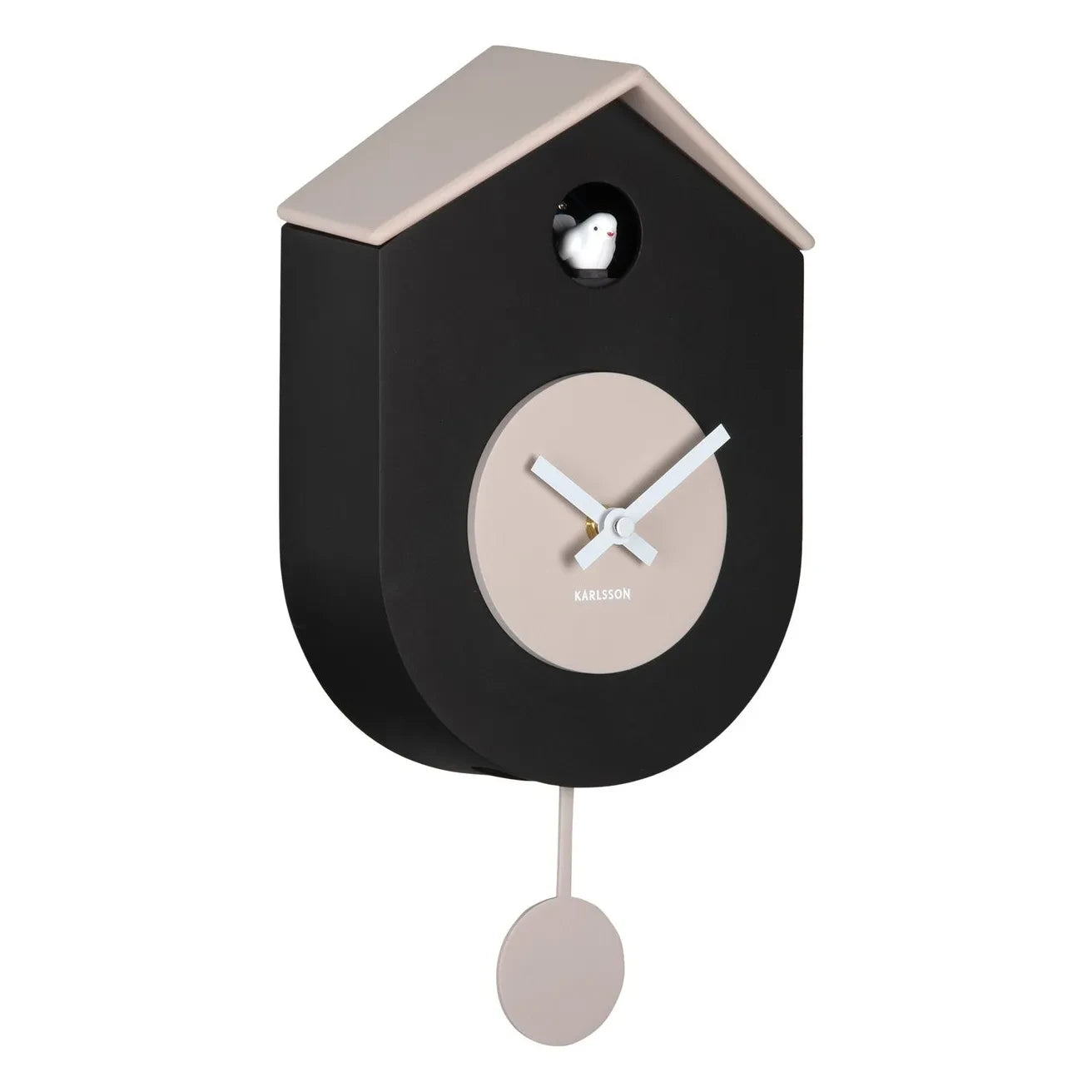 Present Time - Reloj de pared de cuco Gato | Negro