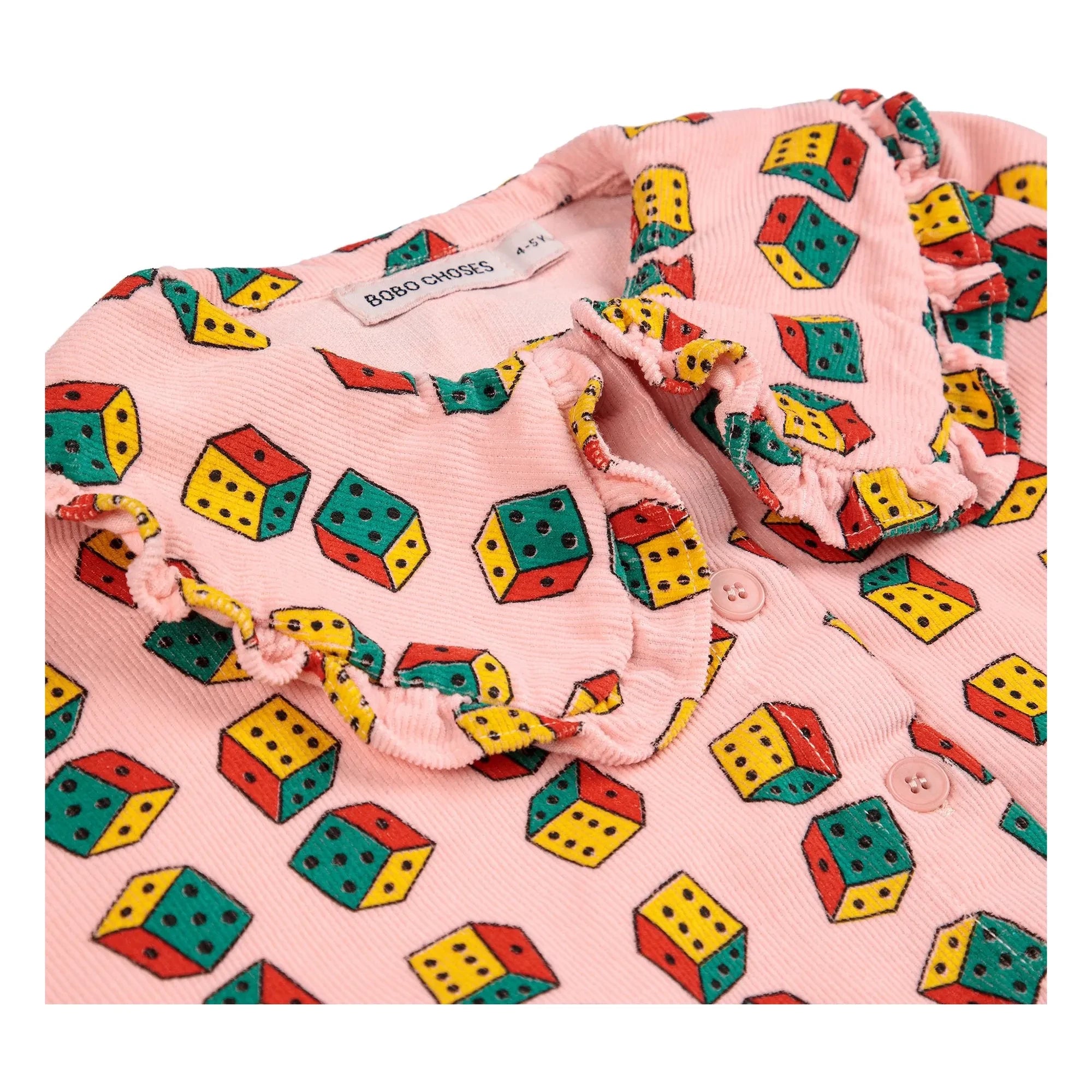 Bobo Choses - Vestido de pana de algodón orgánico con bufanda de dados | Rosa