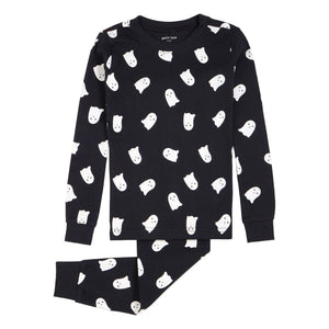 Petit Lem - Pijama de fantasma de algodón orgánico que brilla en la oscuridad | Negro
