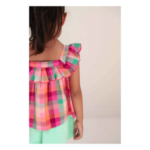 Jenest - Top Didi Tartán Algodón Orgánico | Fucsia
