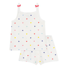 Petit Bateau - Camiseta corta de pijama estampada de corazones | Blanco