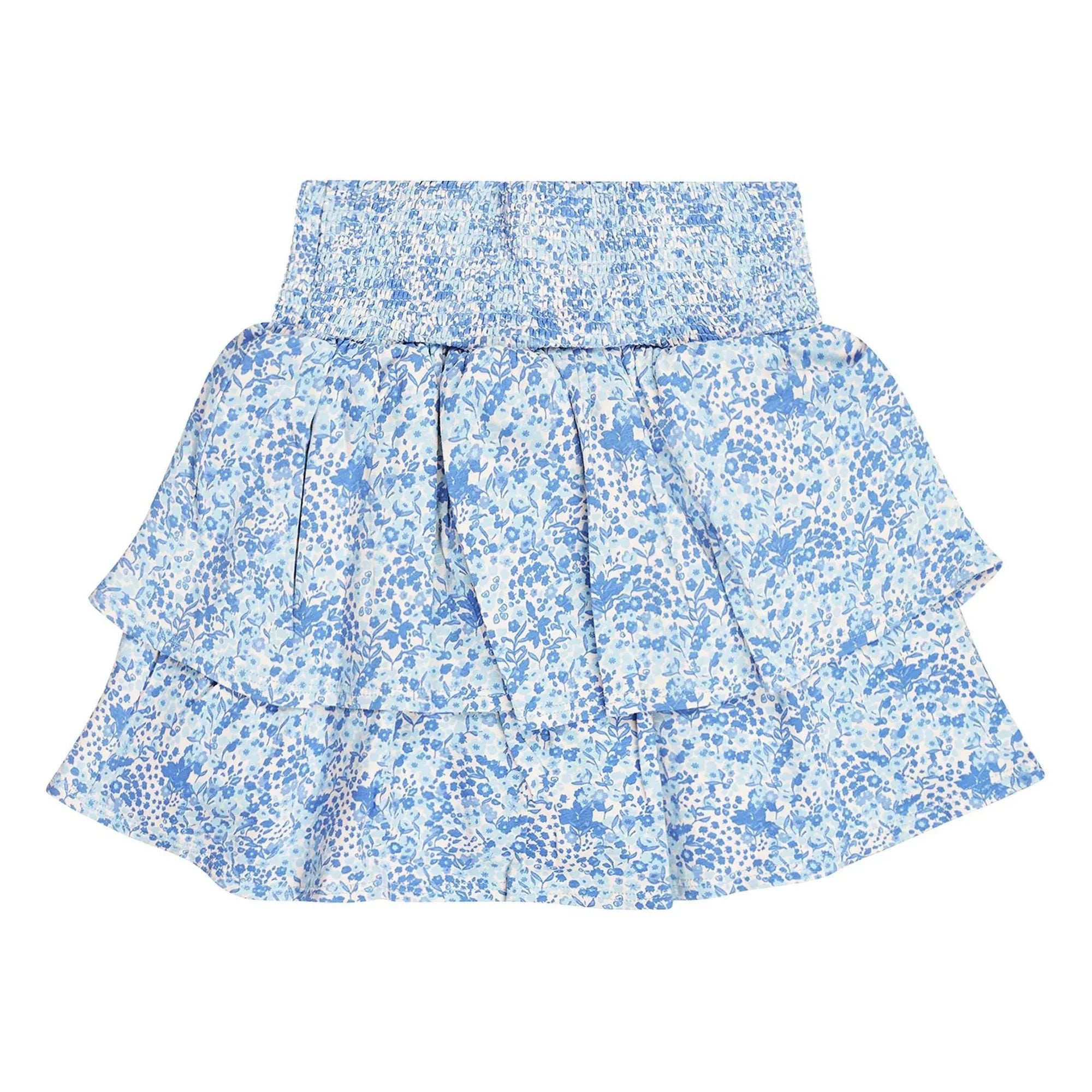 Tumble N'Dry - Falda con Volantes y Estampado Floral de Algodón Orgánico | Azul Claro