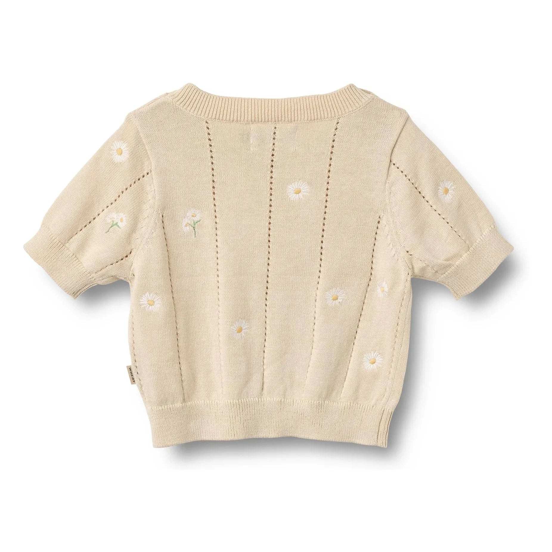 Wheat - Jersey de manga corta de algodón orgánico con flores para bebé Malvina | Crudo