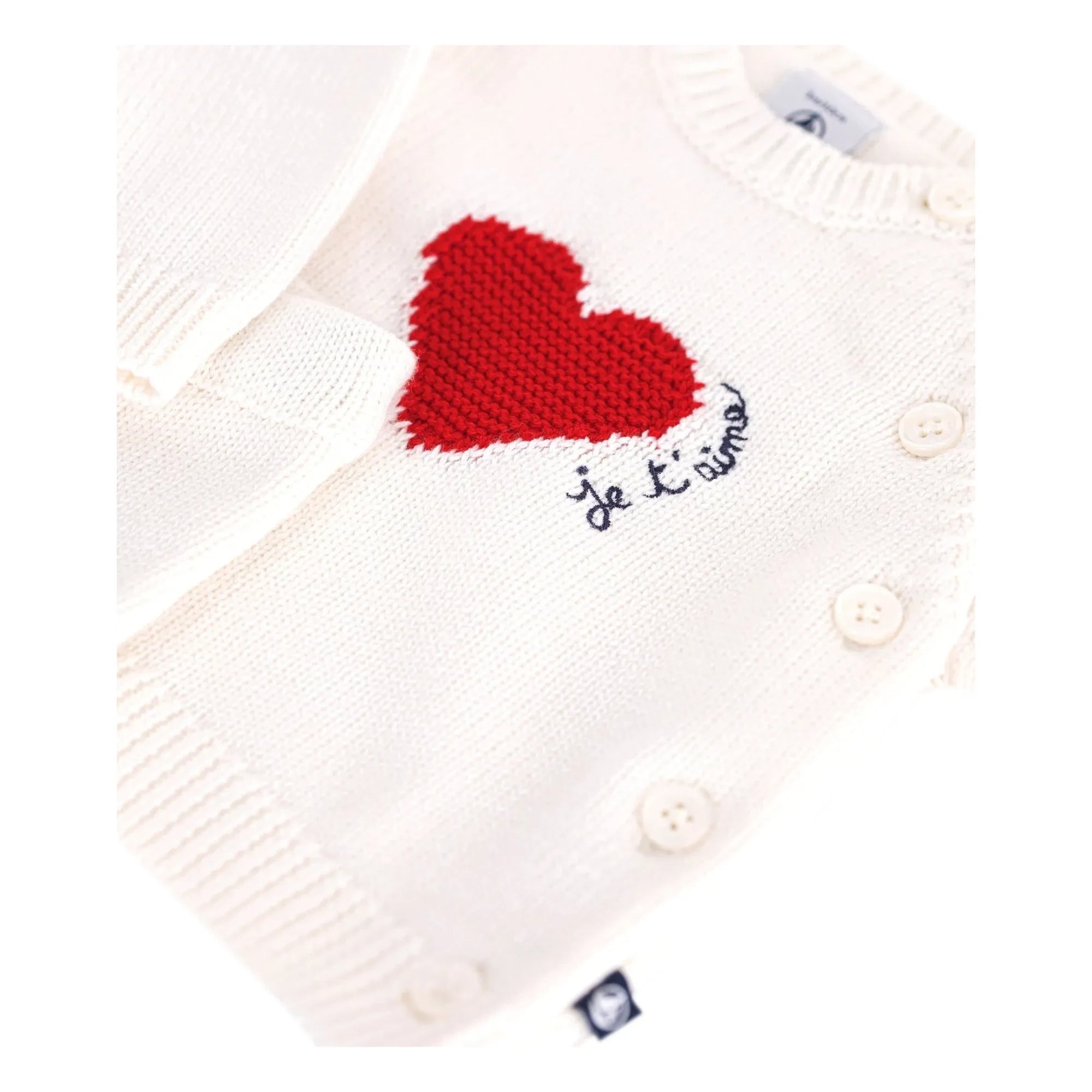 Petit Bateau - Yün Kalp Hırka ve Pantolon Seti | Beyaz