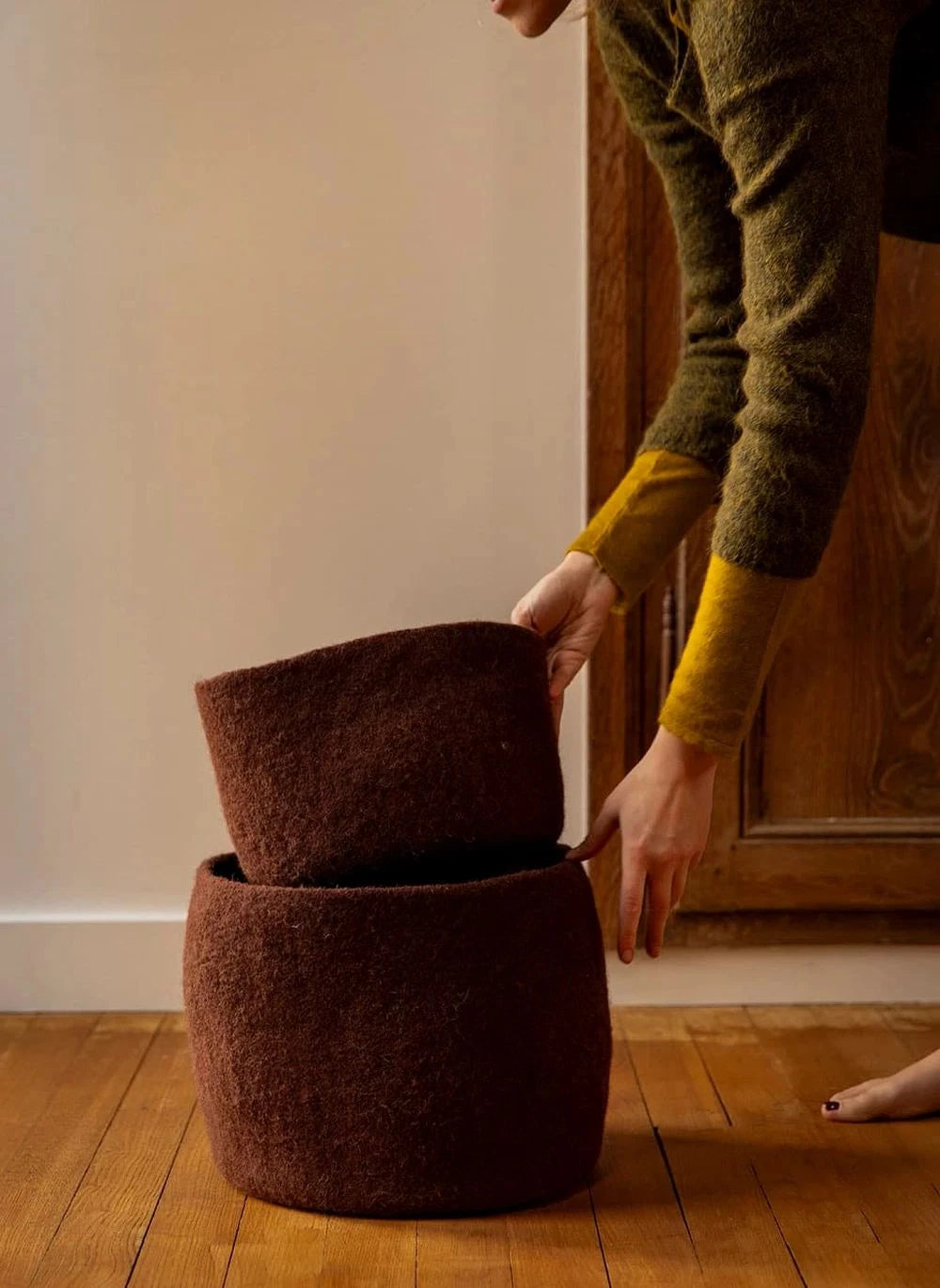 Muskhane - Cesta de almacenamiento de fieltro | Mahogany