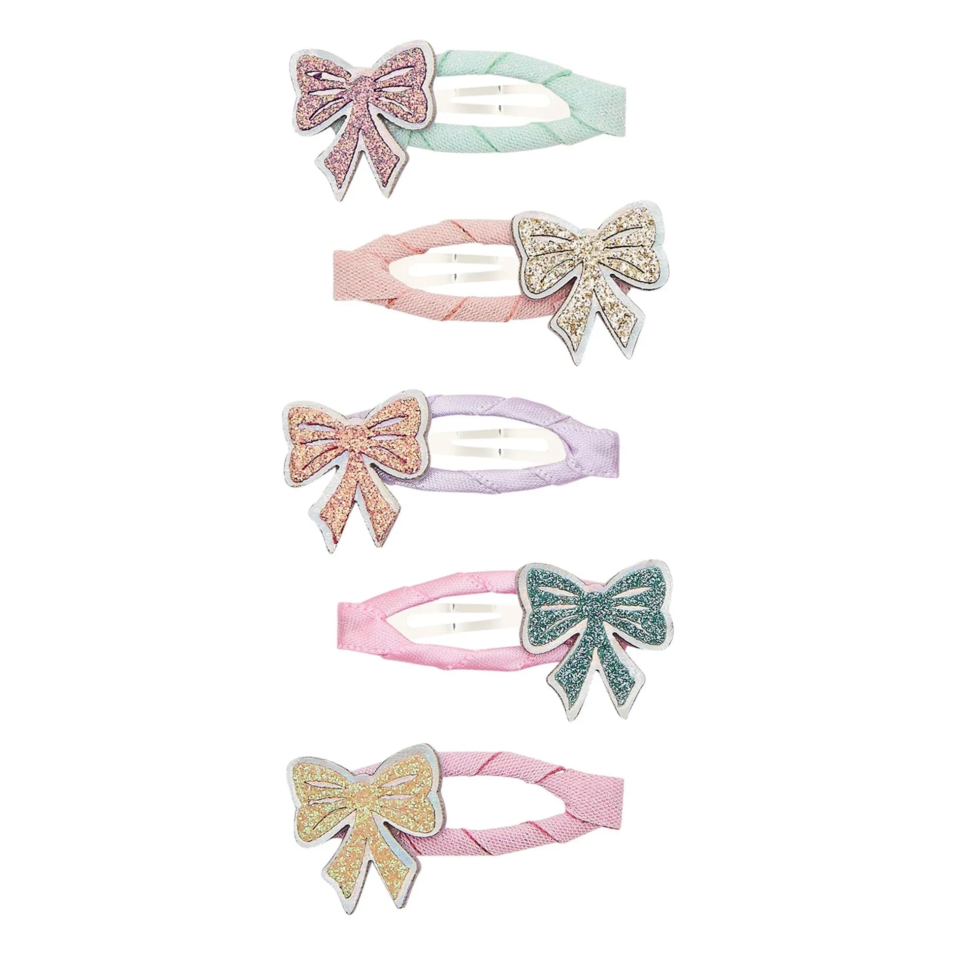 Mimi & Lula - Set de 5 pinzas de pelo con lazos de purpurina | Rosa