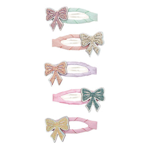 Mimi & Lula - Set de 5 pinzas de pelo con lazos de purpurina | Rosa