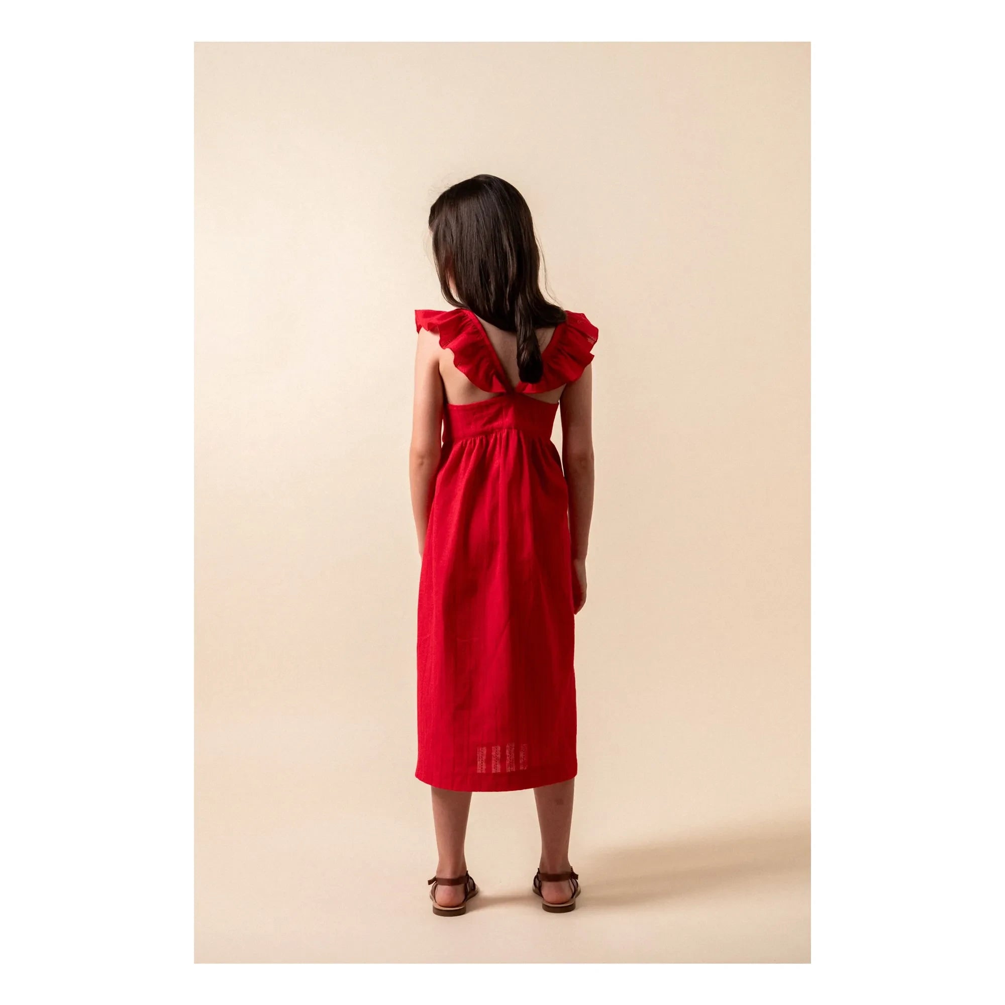 birinit - Vestido Midi de Algodón Orgánico | Rojo