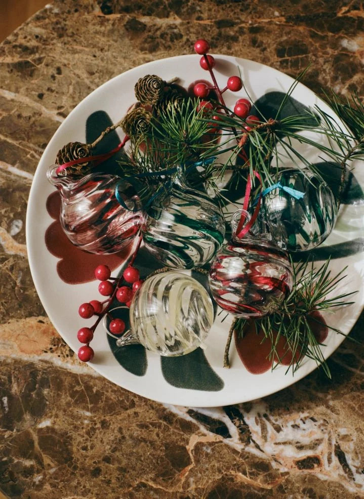 Broste Copenhagen - Adornos Navideños de Vidrio Curvado - Set de 3 | Blanco