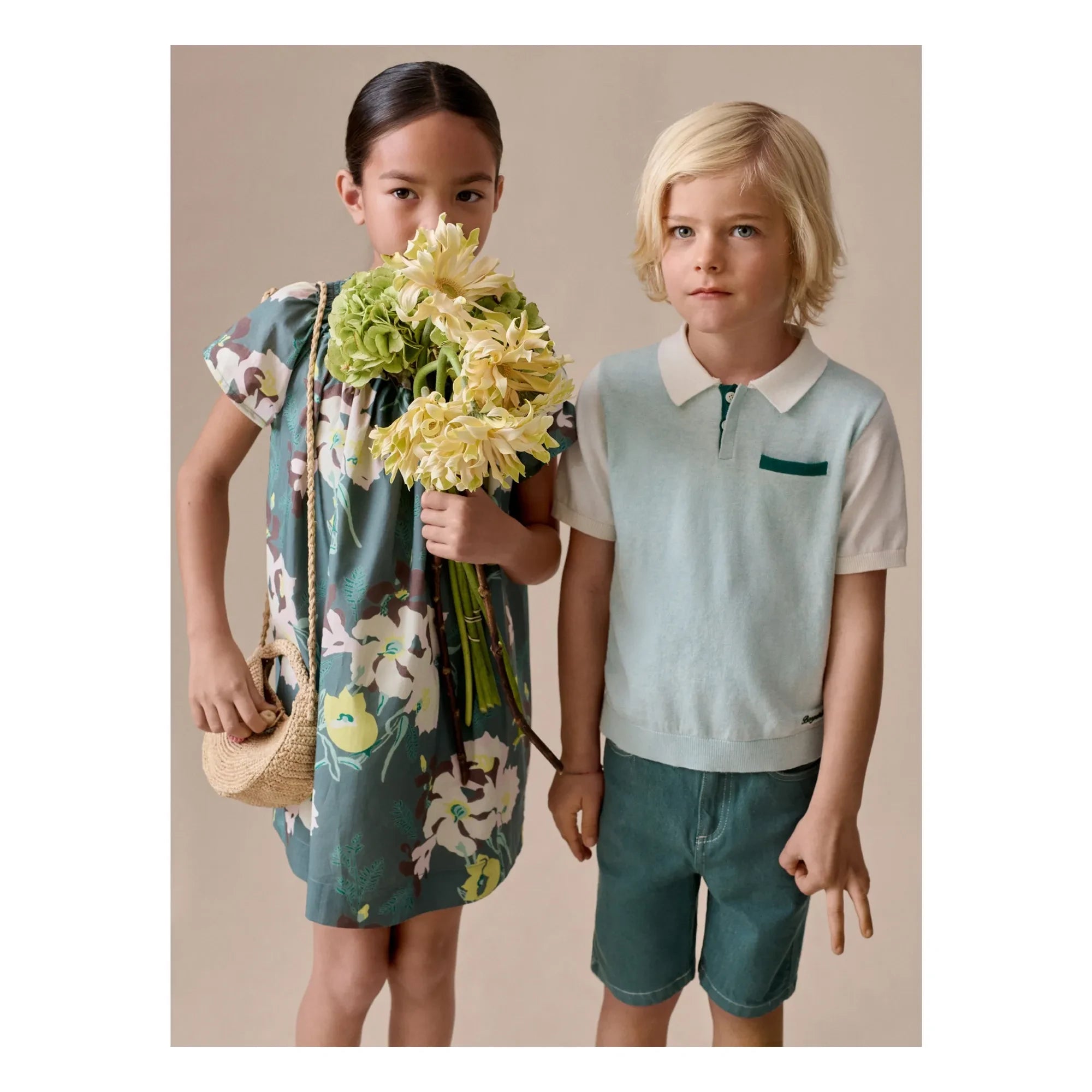 Bonpoint - Vestido Goldie con estampado floral de algodón orgánico | Verde oscuro