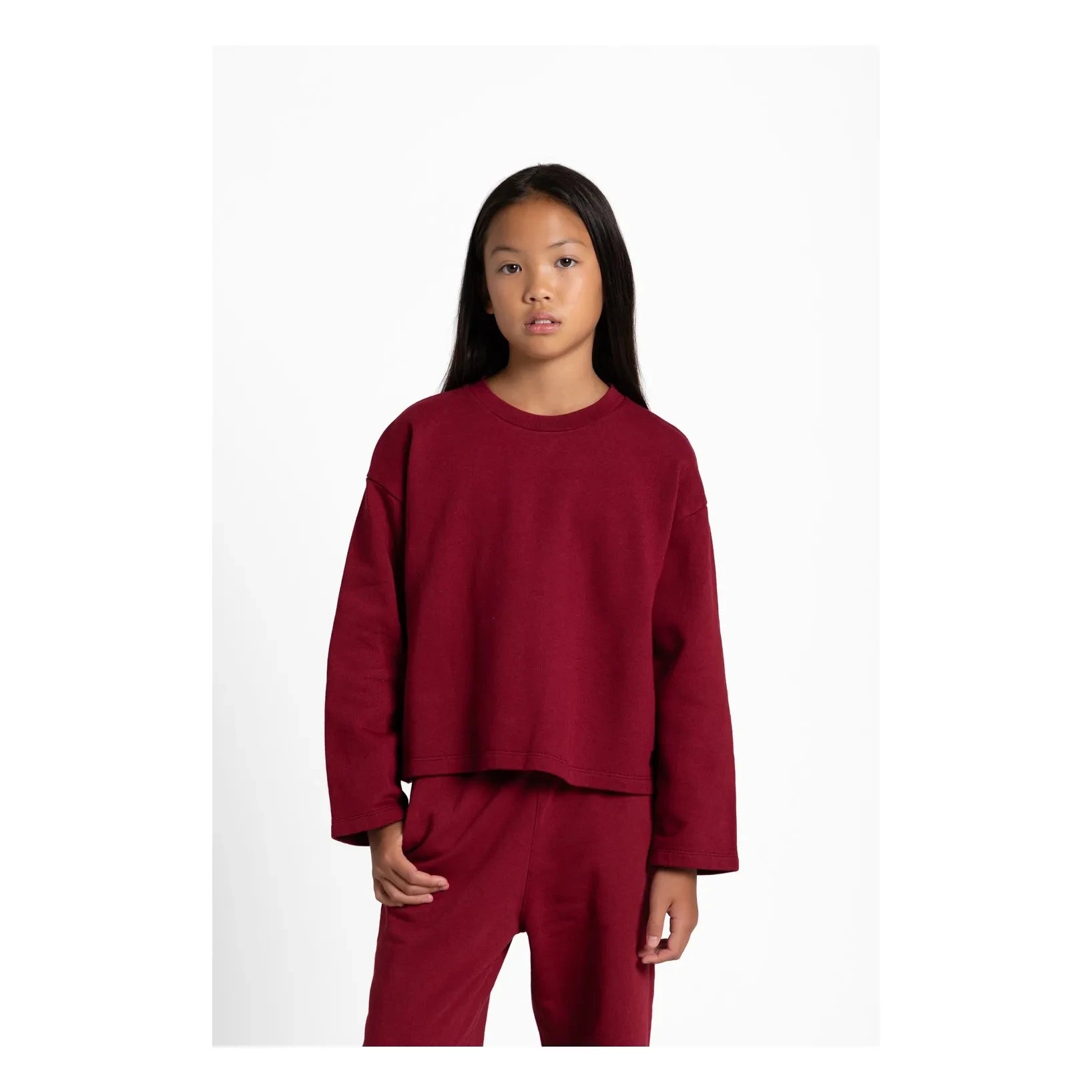Camiseta Smallable Kid - Peony de algodón orgánico | Rojo cereza