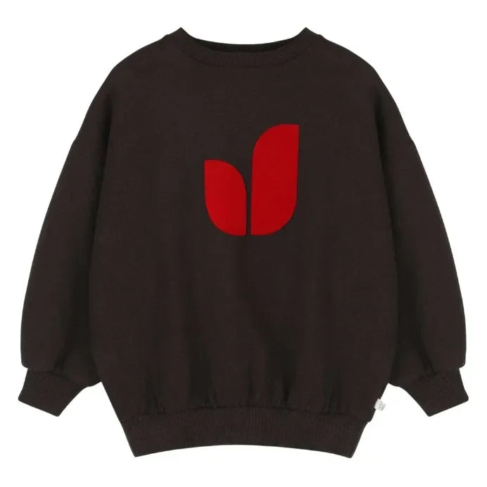 Jenest - Pippa Organik Pamuklu Melanj Sweatshirt | Koyu Kahverengi