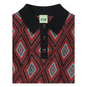 FUB - Harlequin Merino yün polo tişört | Lacivert
