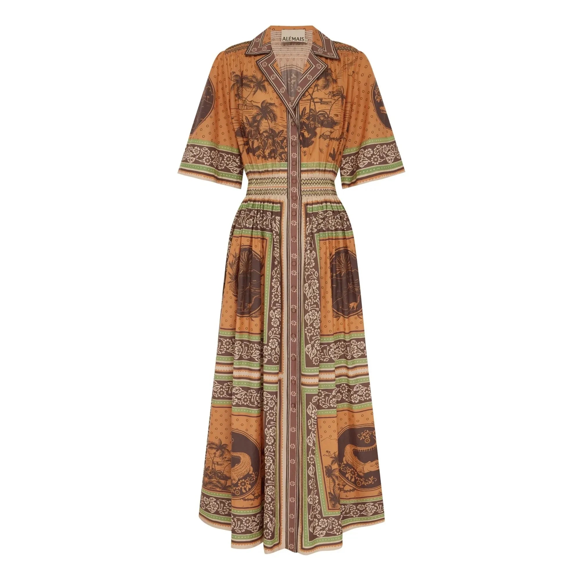 Alémais - Vestido Alberta de seda y algodón | Naranja