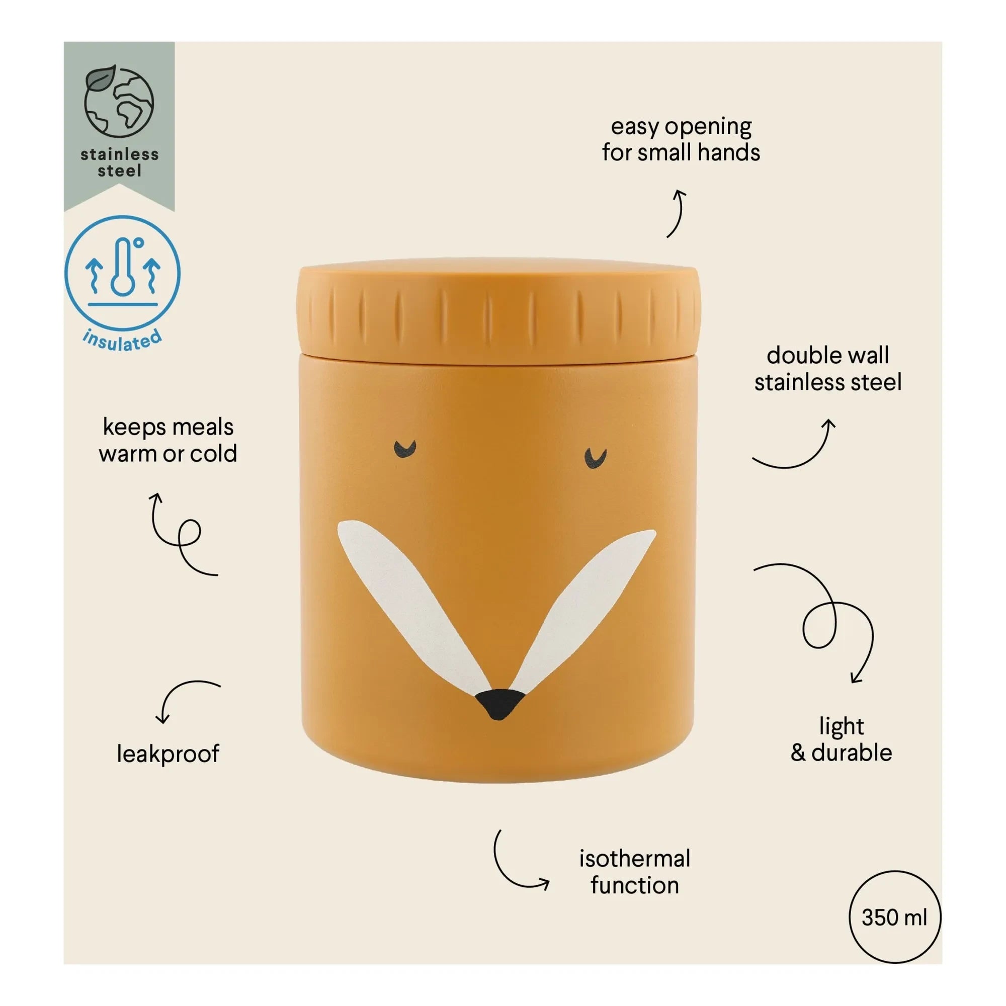 Trixie - Fiambrera isotérmica 350 ml Sr. Zorro | Naranja