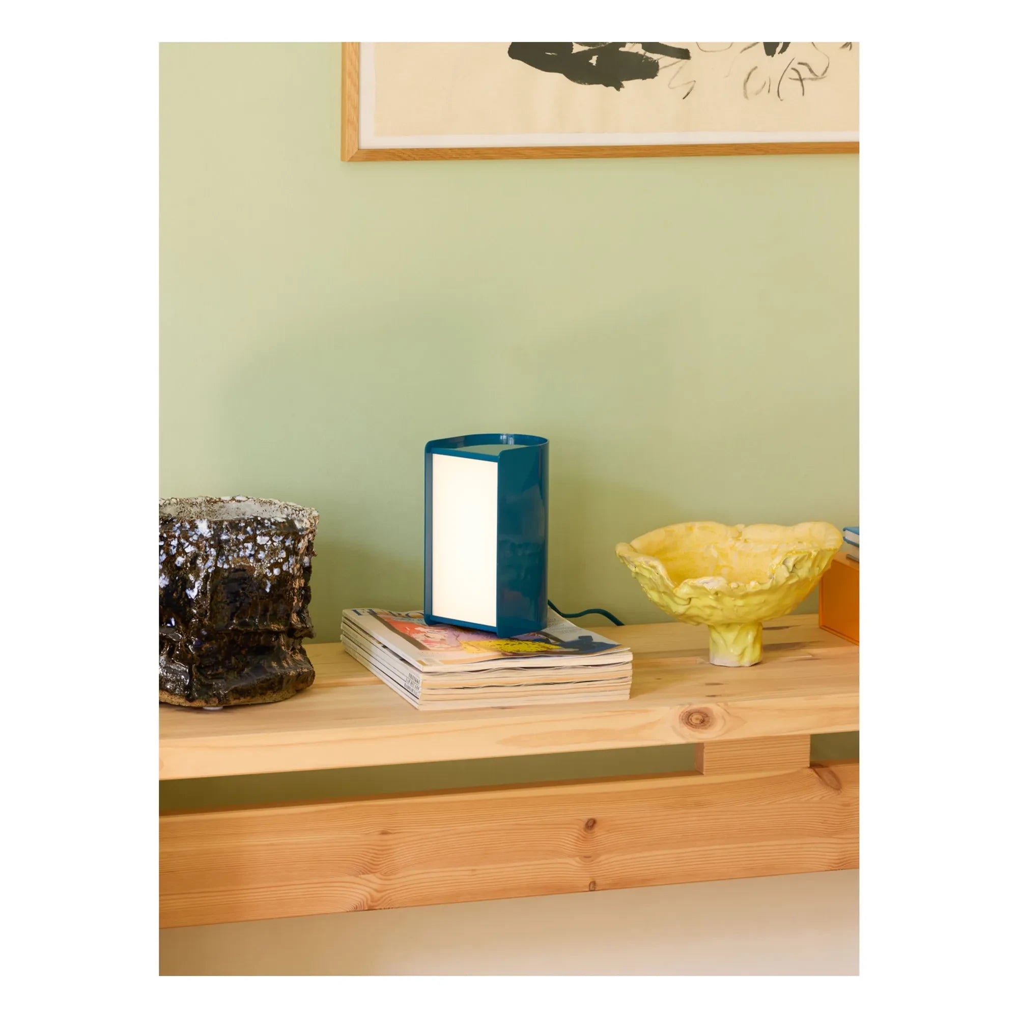 Hübsch - Lámpara de mesa libro | Azul petróleo