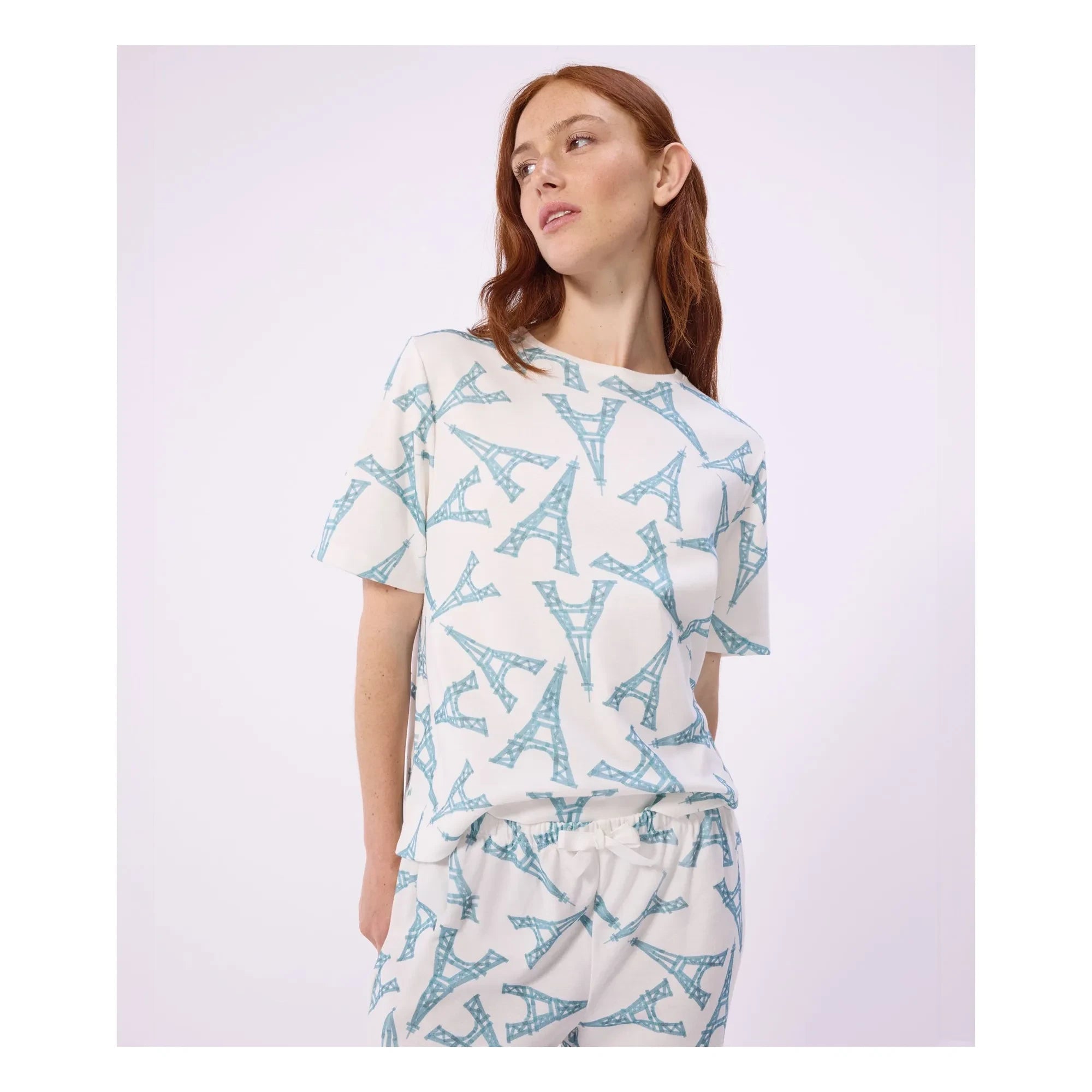 Petit Bateau - Pijama corto Torre Eiffel | Blanco
