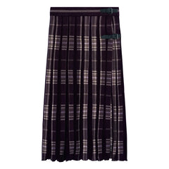 Bompard - Pileli Ekose Yün Kilt Etek | Garnet