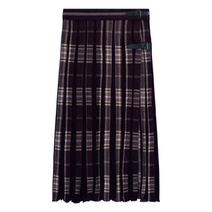 Bompard - Pileli Ekose Yün Kilt Etek | Garnet