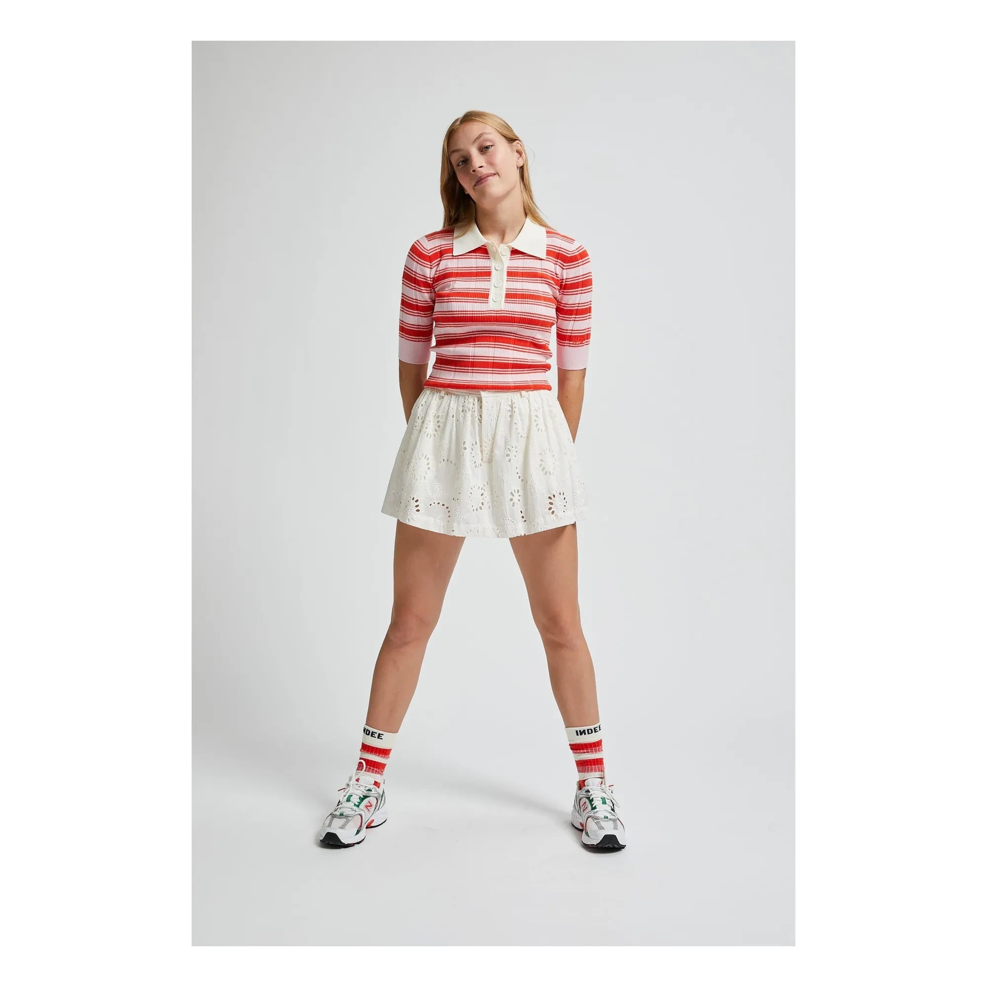 Indee - Minifalda bordado inglés Vendee | Blanco