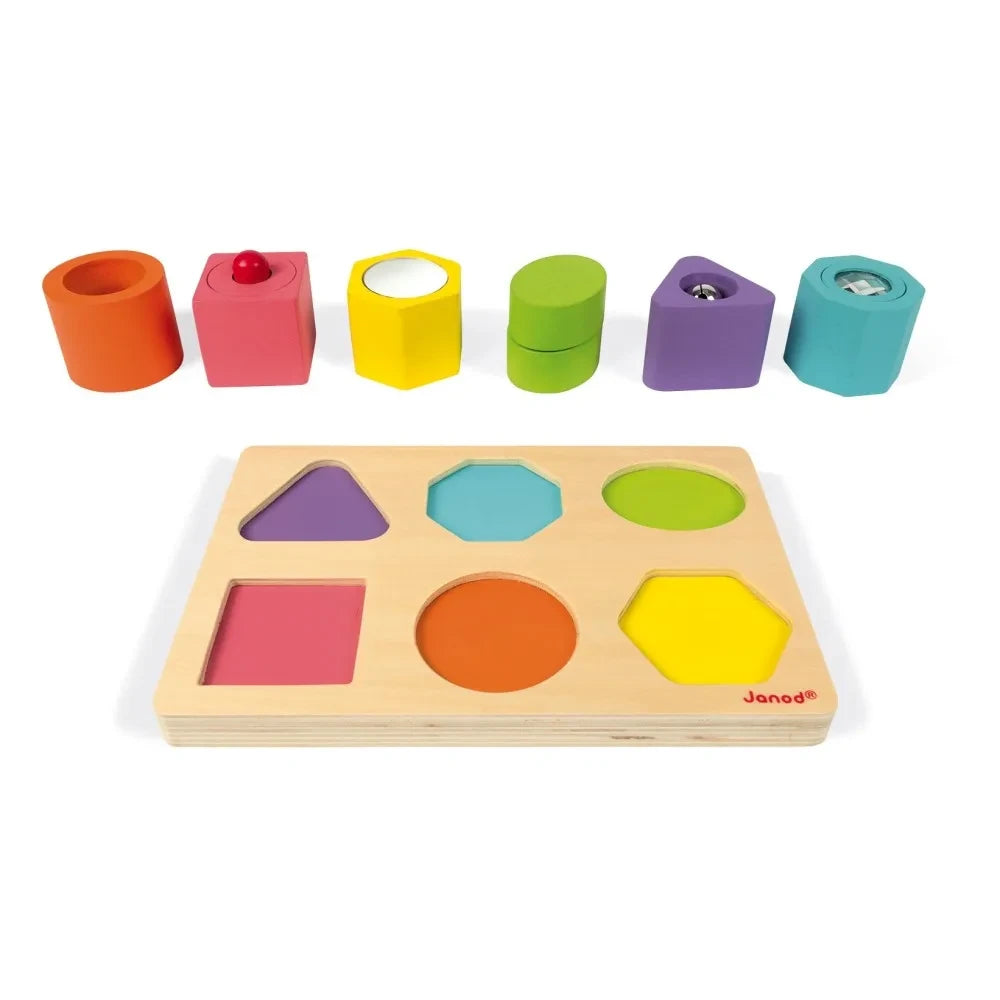 Janod - Cubos sensoriales de madera, 6 unidades