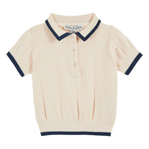 Emile et Ida - Polo de algodón orgánico calado en contraste | Crema