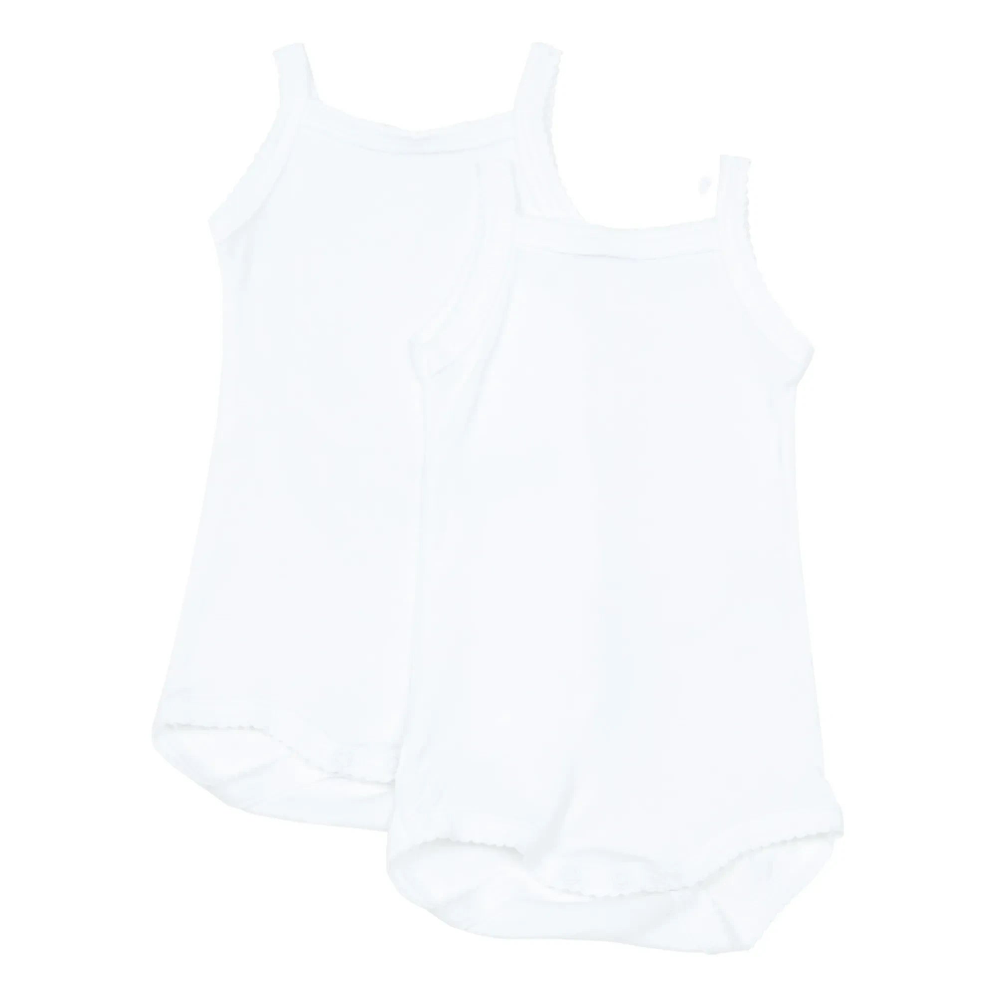 Petit Bateau - Conjunto de 2 peleles sin mangas de algodón orgánico para bebé | Blanco