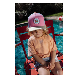 Hello Hossy - Gorra trucker con visera curvada Stereo Dog de algodón orgánico | Rosa