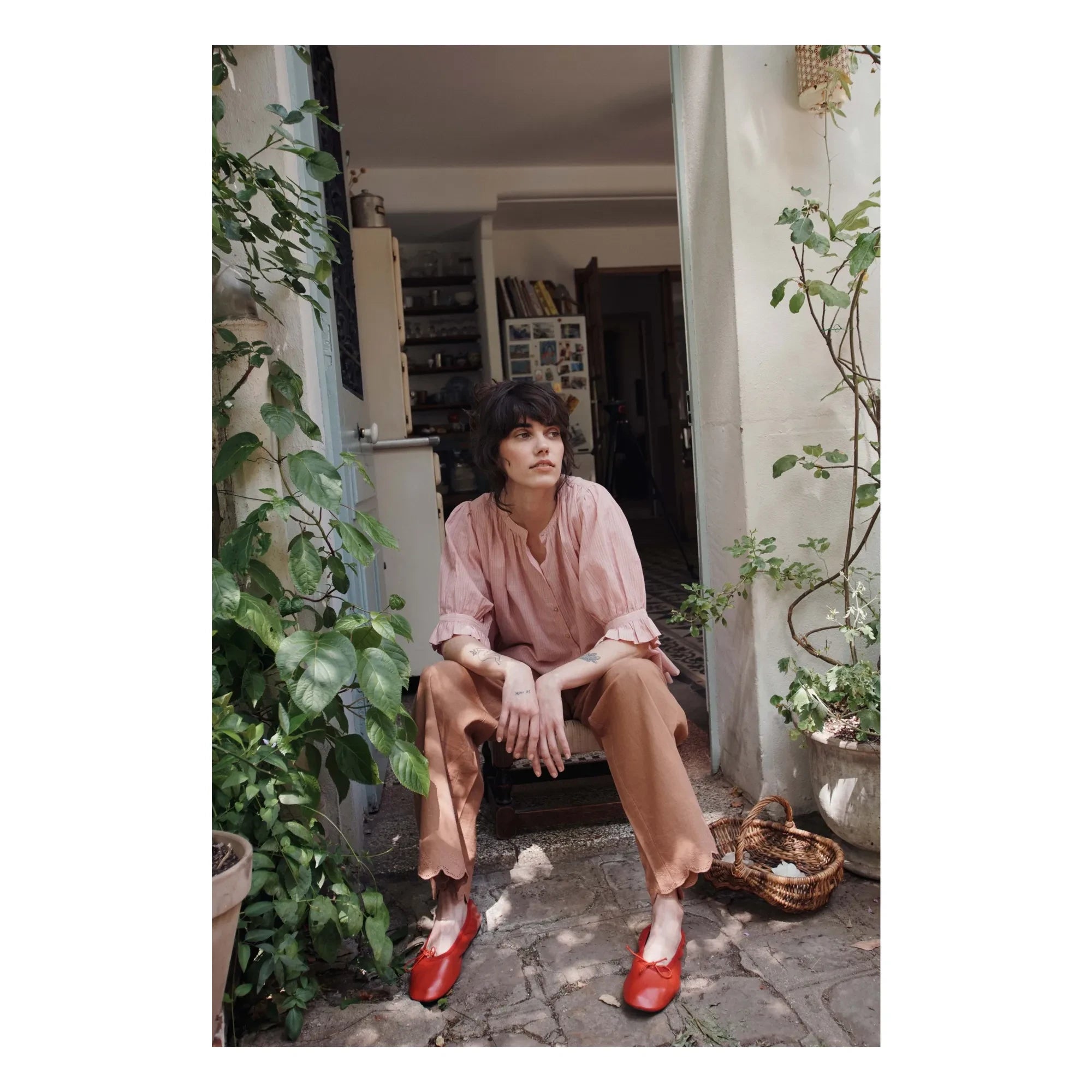 Emile et Ida - Blusa Rosa de Algodón Khadi