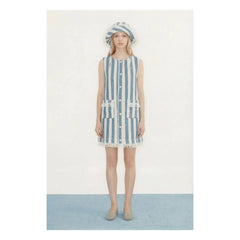 The Tiny Big Sister - Vestido de rayas de algodón | Azul denim