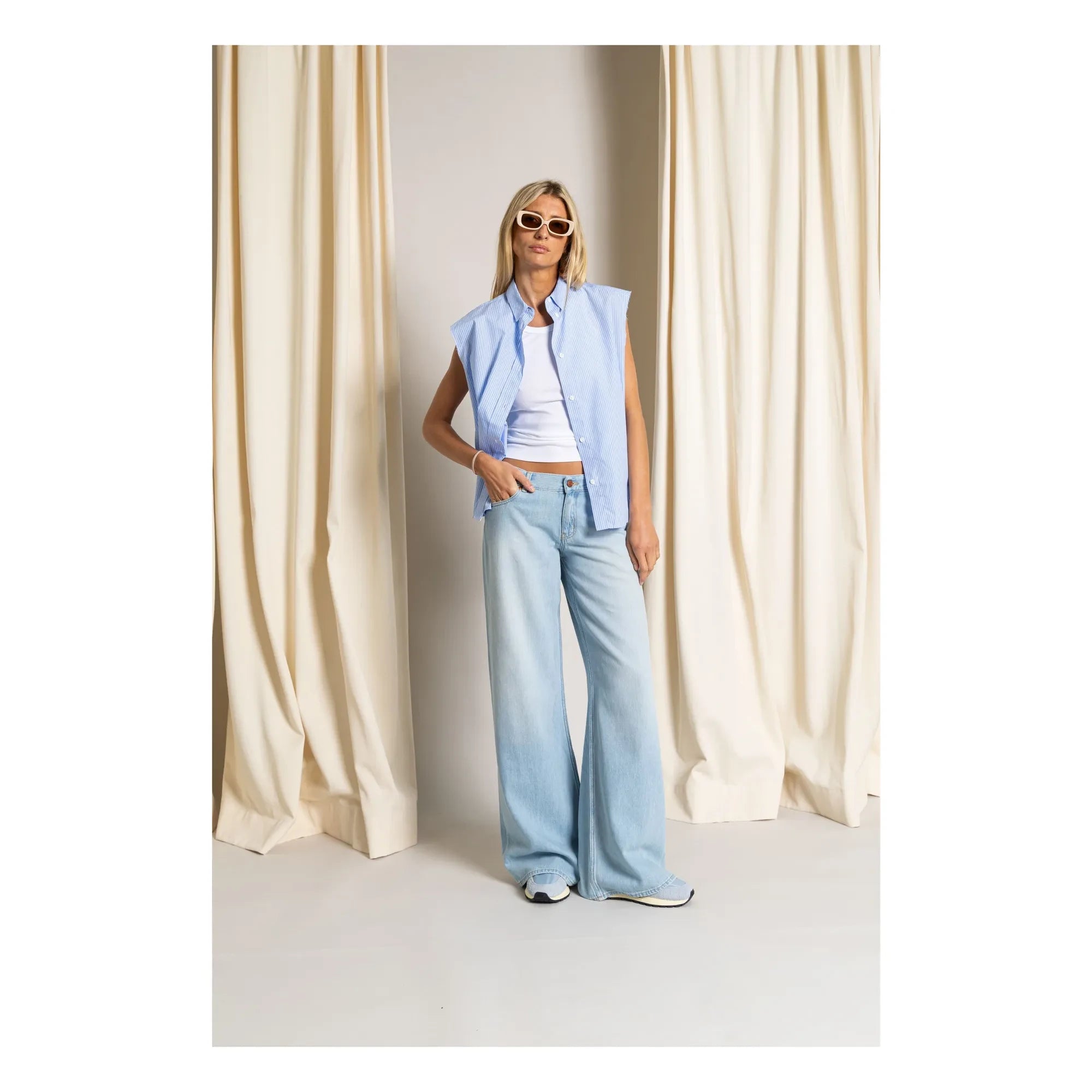 Smallable Woman - Laura Camisa sin mangas a rayas | Azul claro