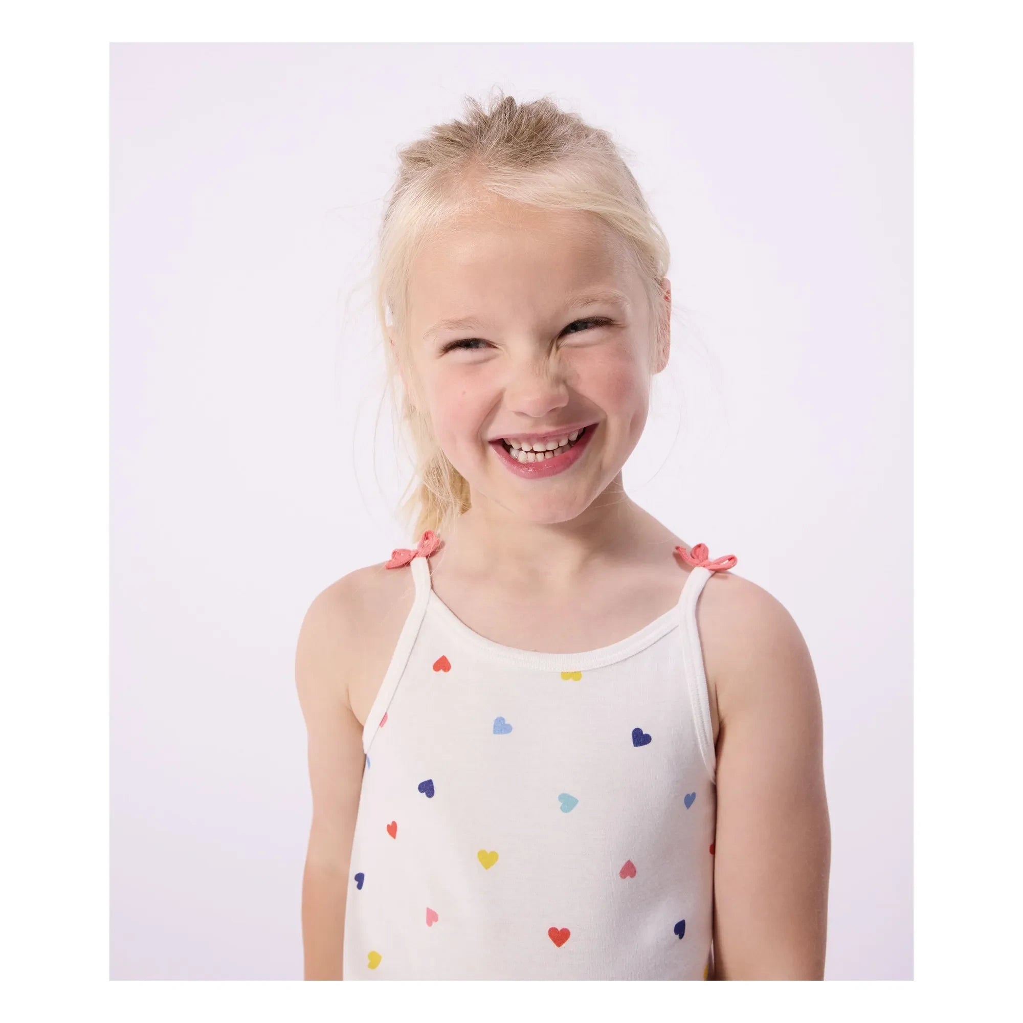 Petit Bateau - Camiseta corta de pijama estampada de corazones | Blanco