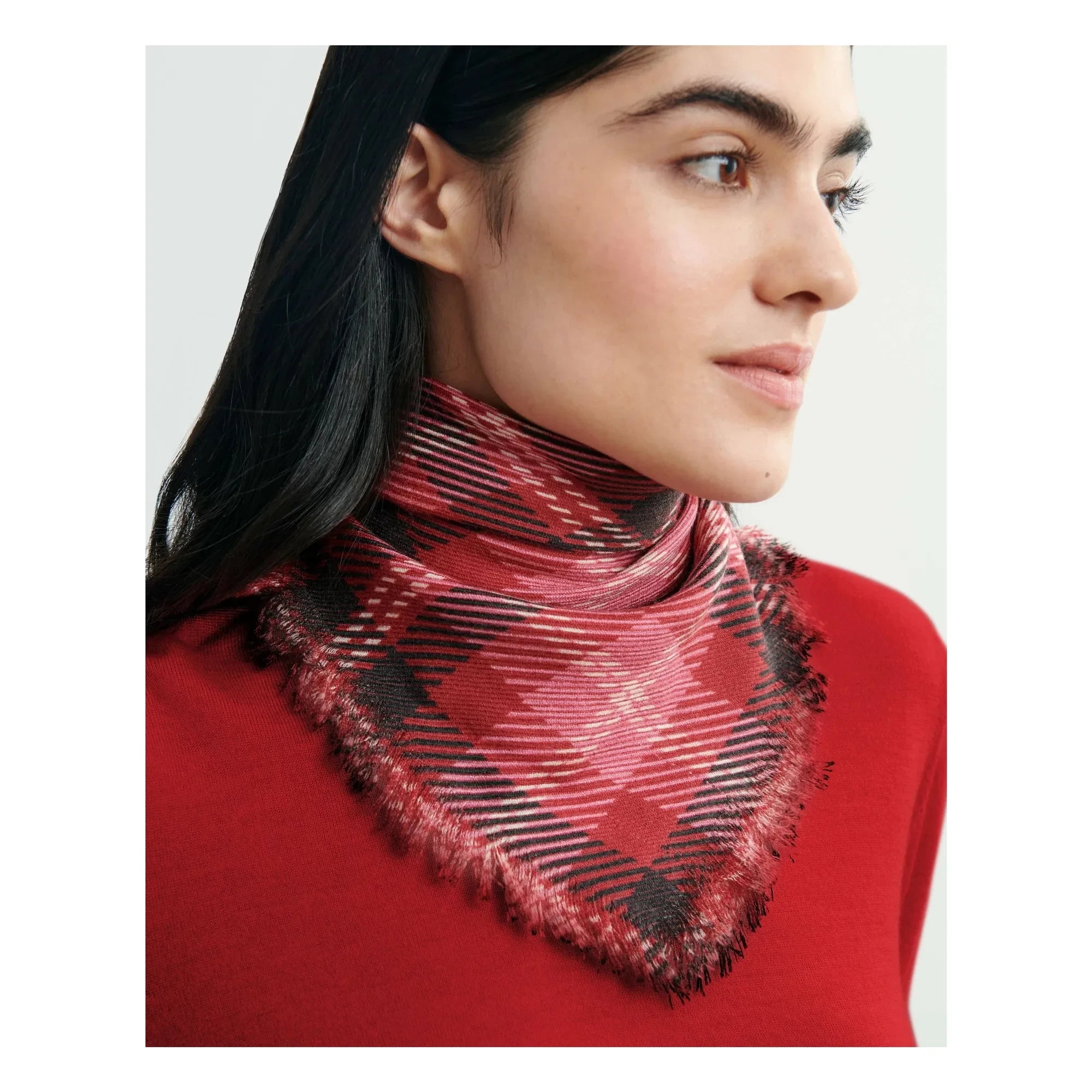 Bompard - Mini Carré Ekose Kaşmir Atkı | Kırmızı