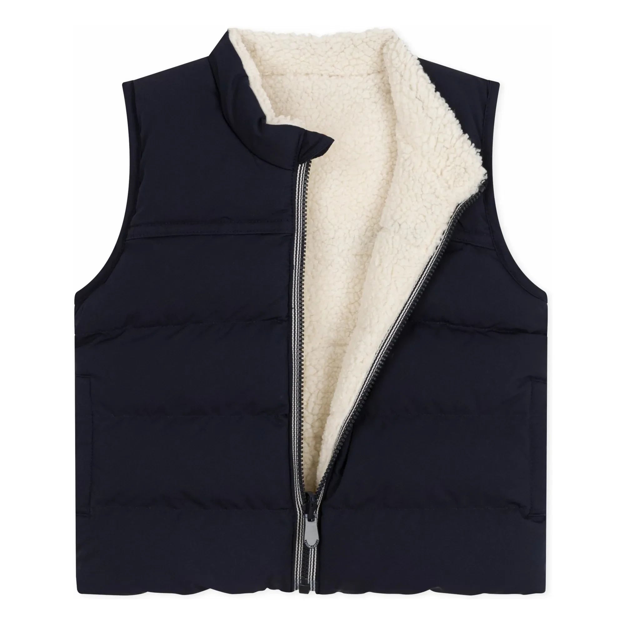 Petit Bateau - Chaleco acolchado sin mangas con logotipo | Azul Marino