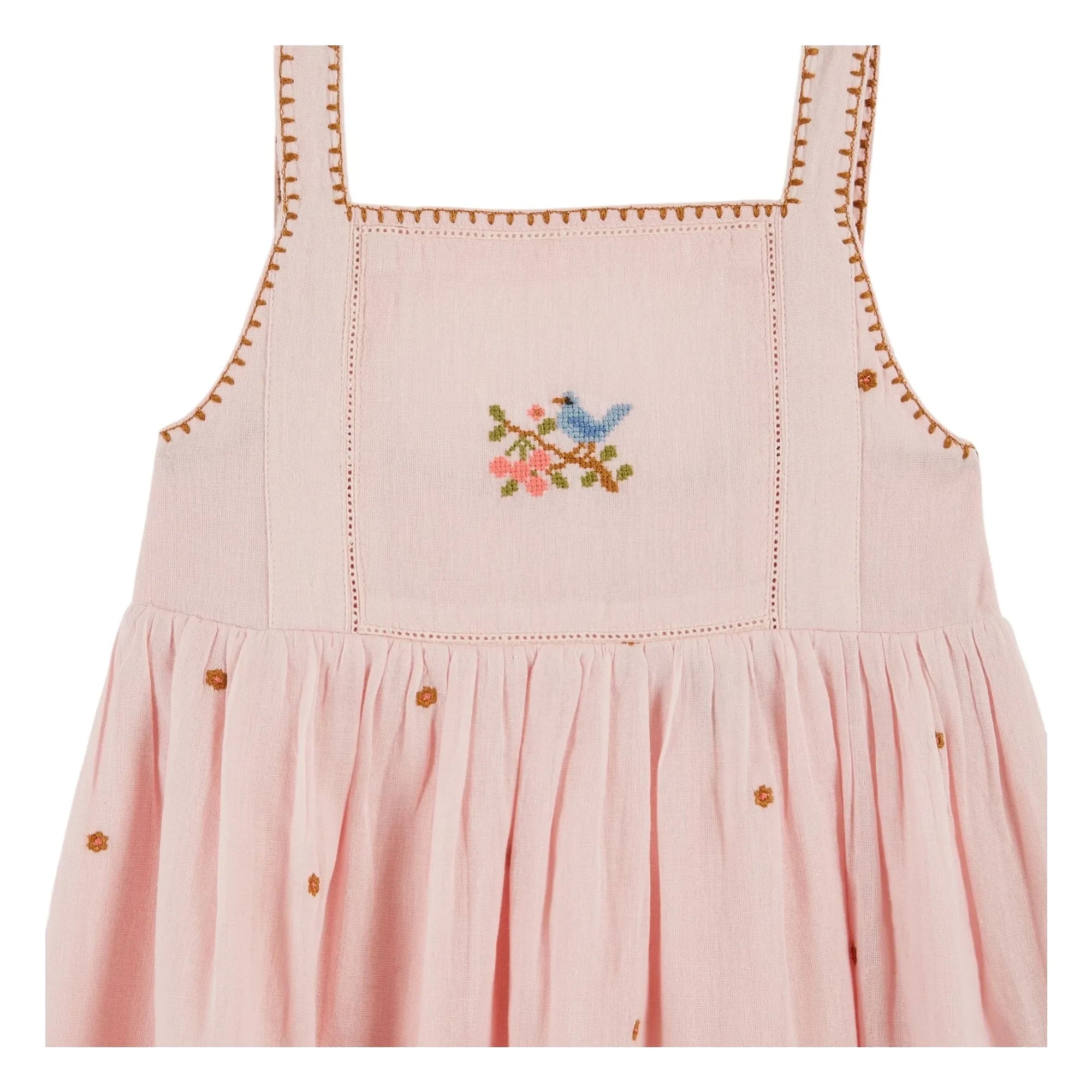 Emile et Ida - Vestido de pájaro bordado | Rosa claro