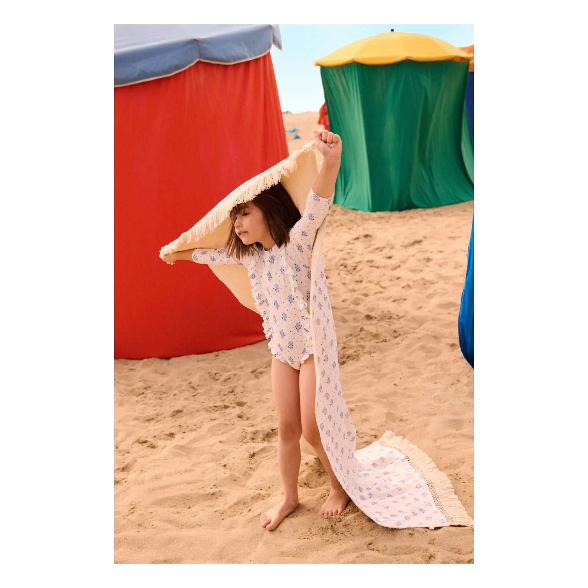 Louise Misha - Bañador con relieve y manga larga Aurelie, fibras recicladas | Crema