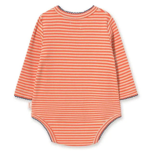 Tinycottons - Body cruzado de algodón orgánico acanalado a rayas | Rojo