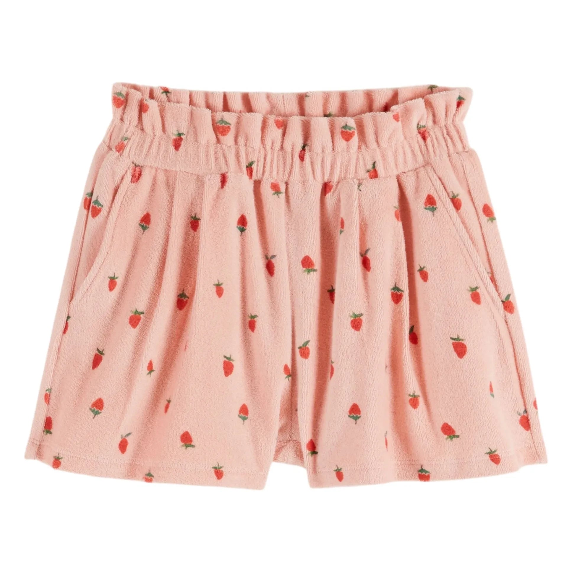 Emile et Ida - Short de toalla de algodón orgánico con fresas | Rosa
