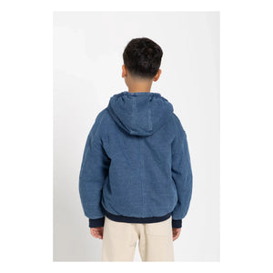 Hundred Pieces - Chaqueta con capucha de denim mate | Azul denim
