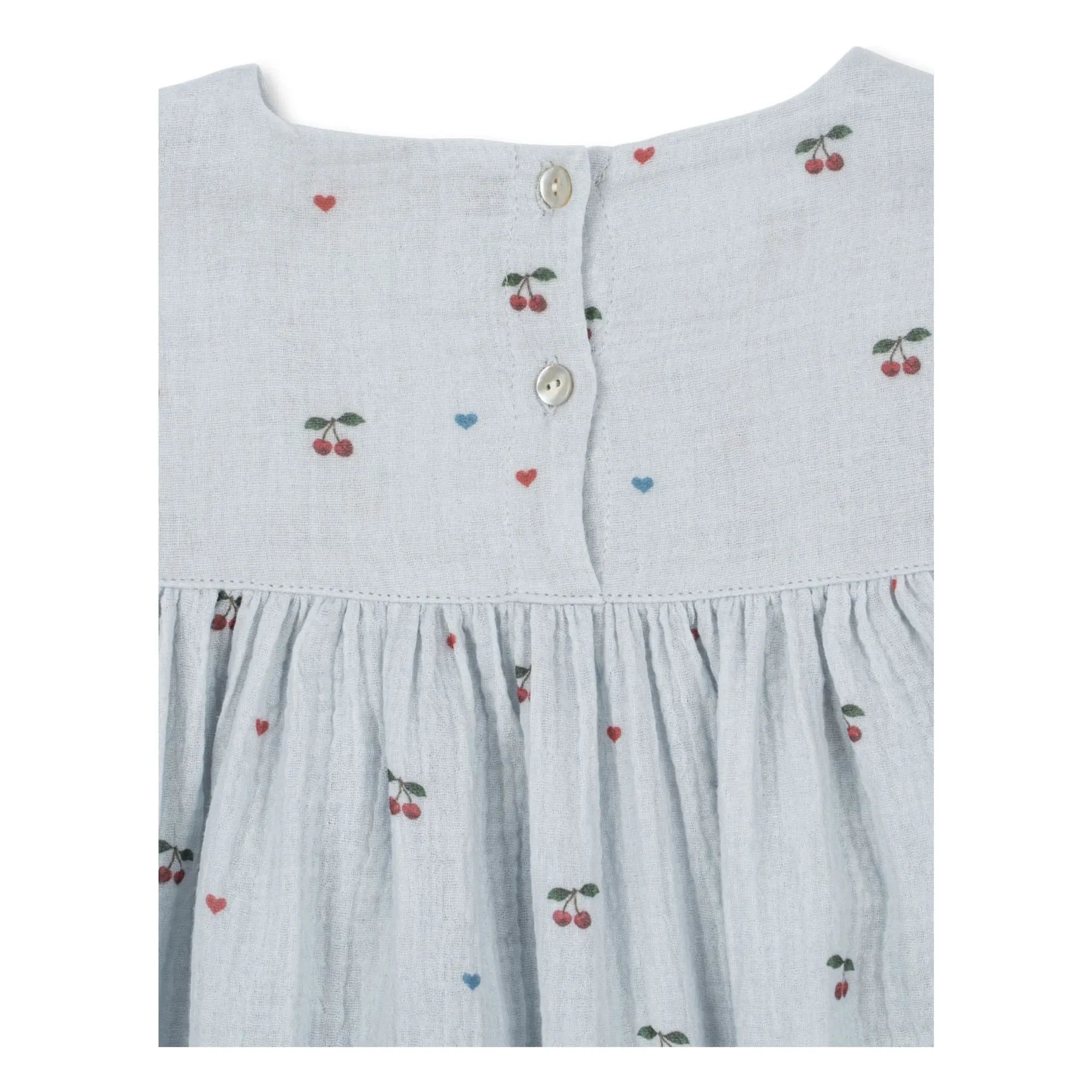 Konges Sløjd - Vestido de algodón orgánico Coco Cerises | Azul claro