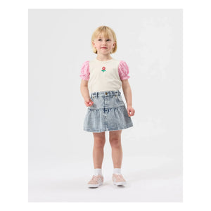 Goldie + Ace - Camiseta Vichy de Manga Bombacha | Crema