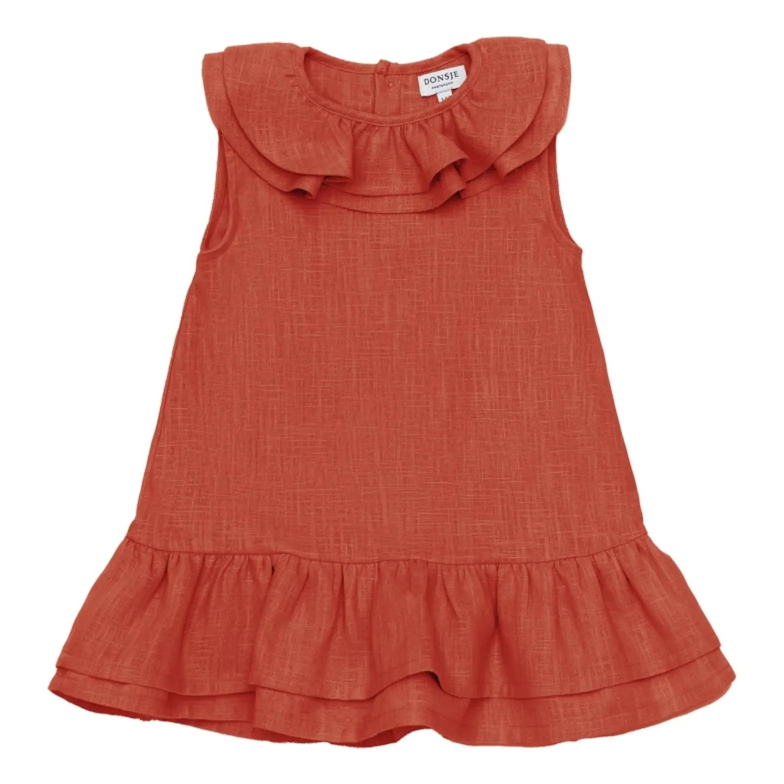 Donsje - Vestido de lino Michelle | Rojo pálido