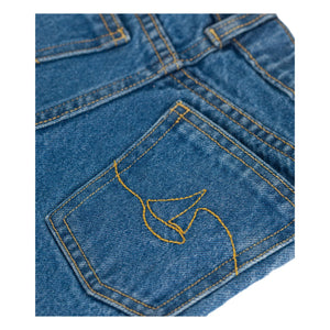 Petit Bateau - Jeans de algodón orgánico bordado en el bolsillo | Azul denim