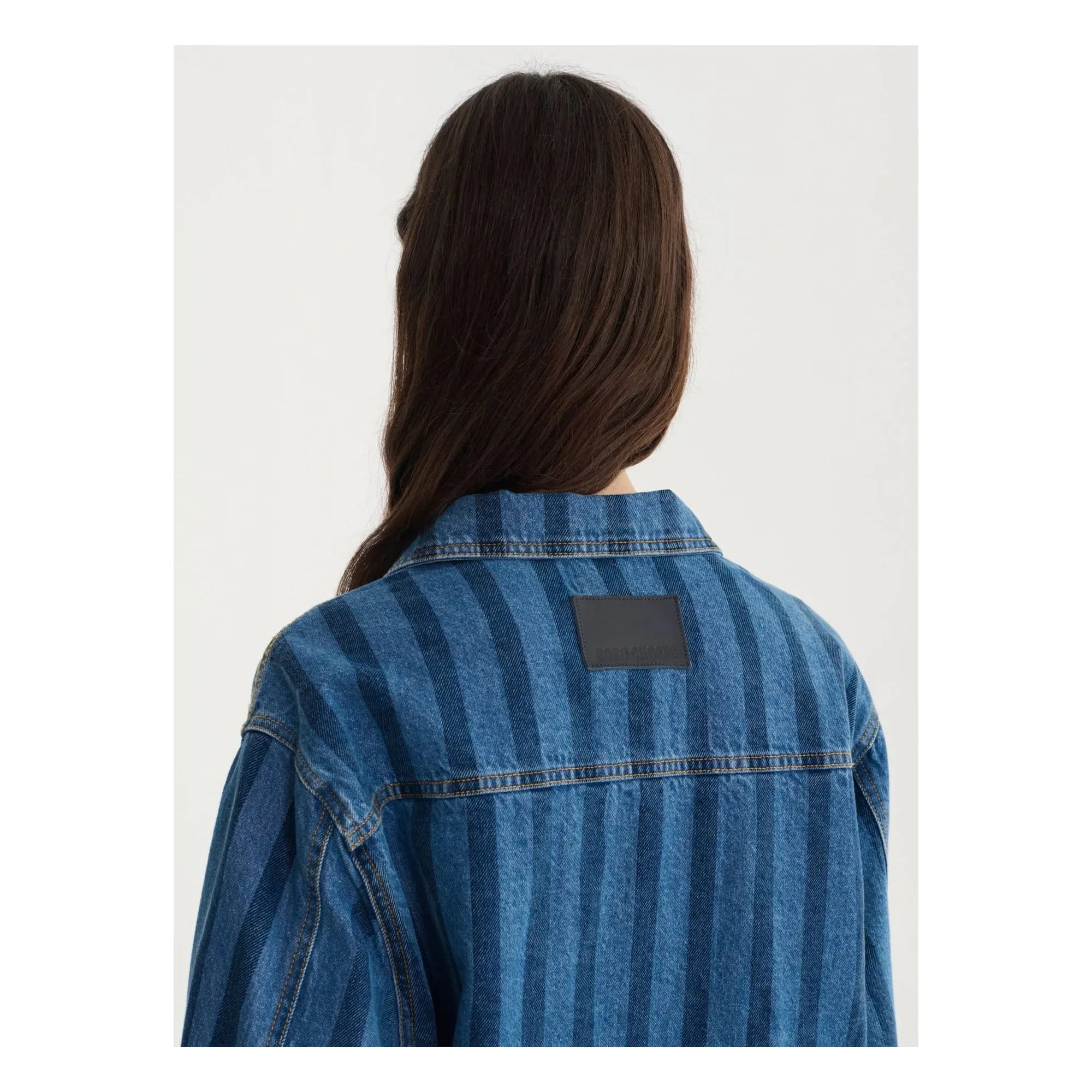 Bobo Choses - Chaqueta de algodón orgánico con rayas de mezclilla azul