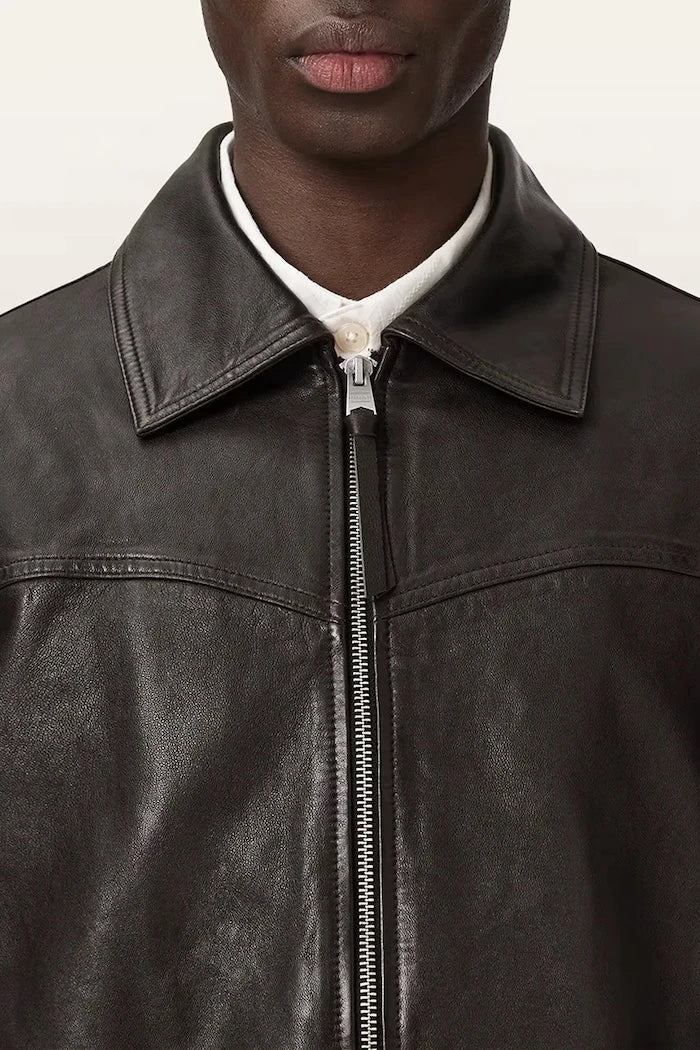 AllSaints Chaqueta de cuero para hombre TUNE