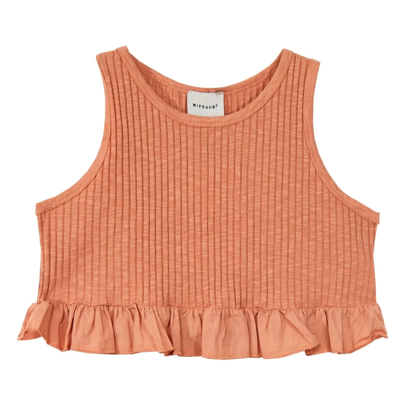 Mipounet - Top volantes canalé algodón orgánico Zoé | Naranja