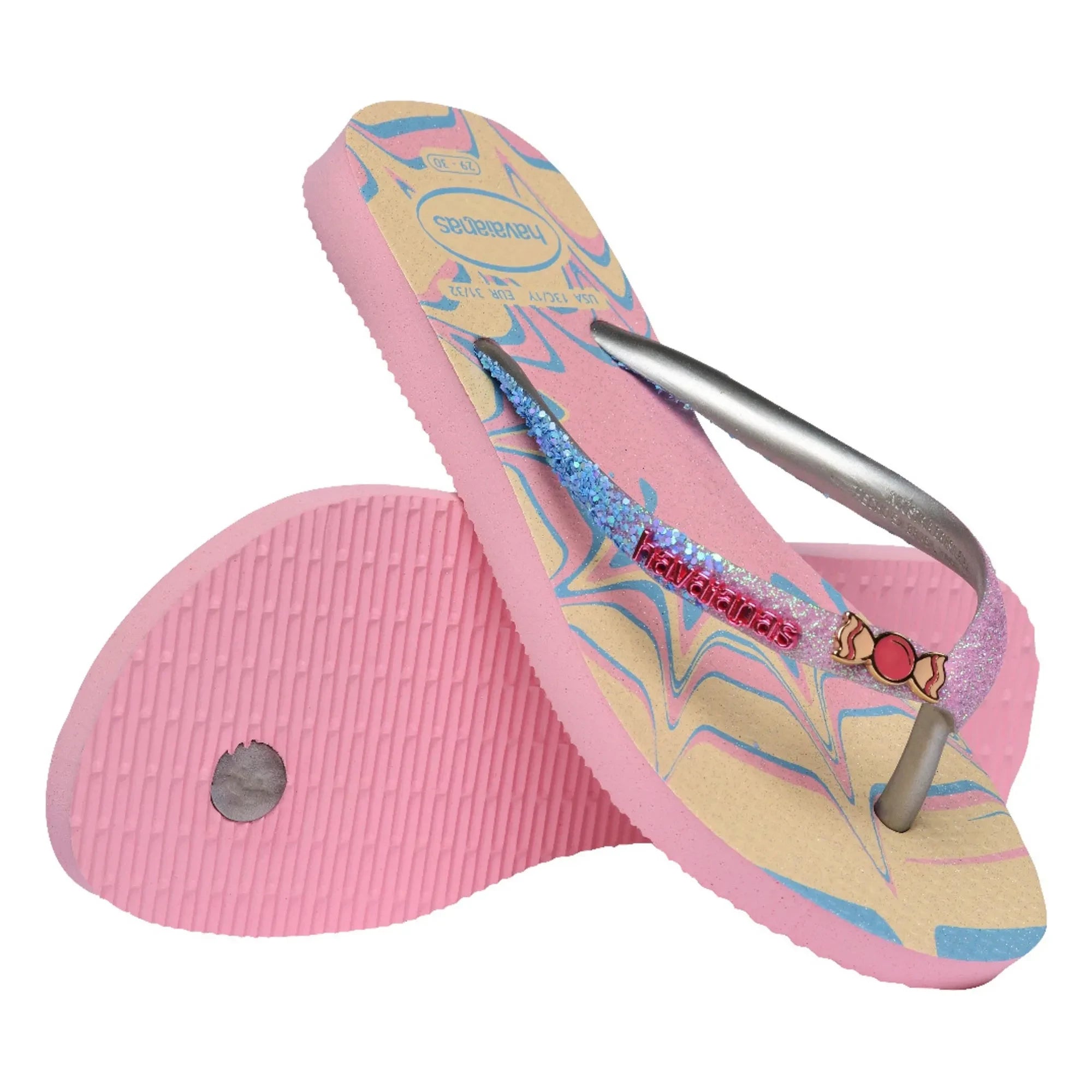 Havaianas - Slim Glitter Chanclas de dedo de moda | Rosa